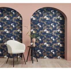 Discount Behang Anna Blauw Vliesbehang