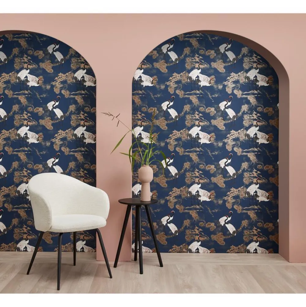 Discount Behang Anna Blauw Vliesbehang