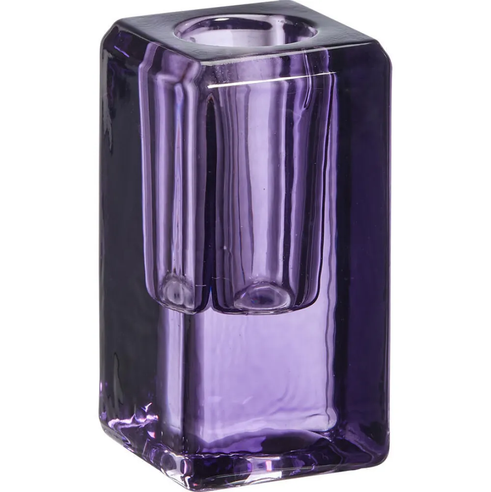 Clearance Kandelaar Glas Rechthoek Lila Kandelaars